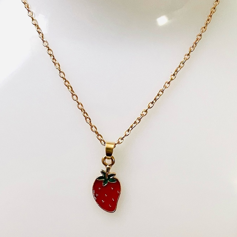 New.Necklace with Red Strawberry Pendant